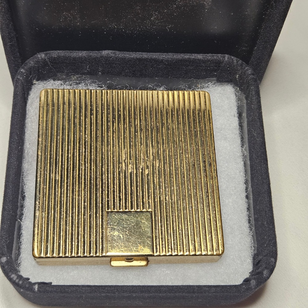 Coty Vintage Powder Compact Gold Tone Ribbed Airspun Vanity Accessory Mirror